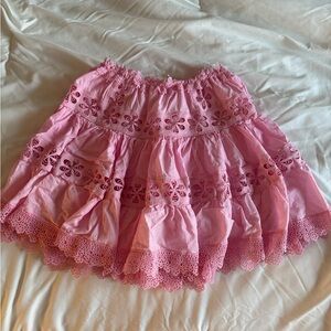 Pink Lace Trimmed Women's Skirt